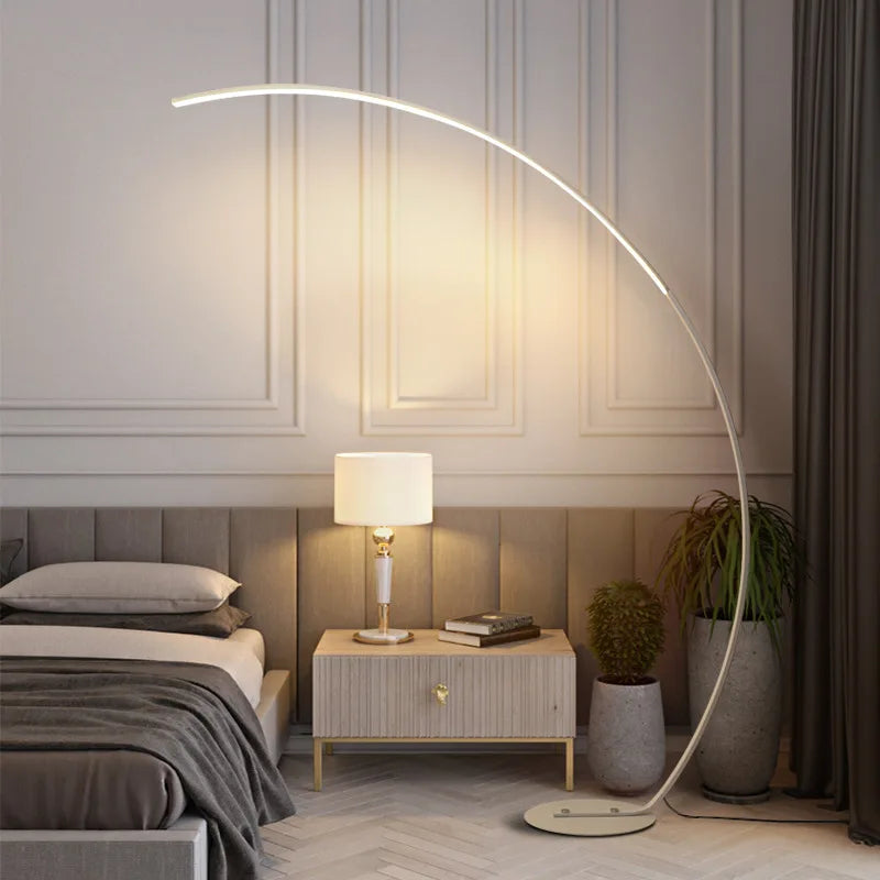 RGB floor lamp Indoor Arc Black White C APP Remote Lights Nordic arc floor lamp for Dining Living Room Decor bright stand lamp