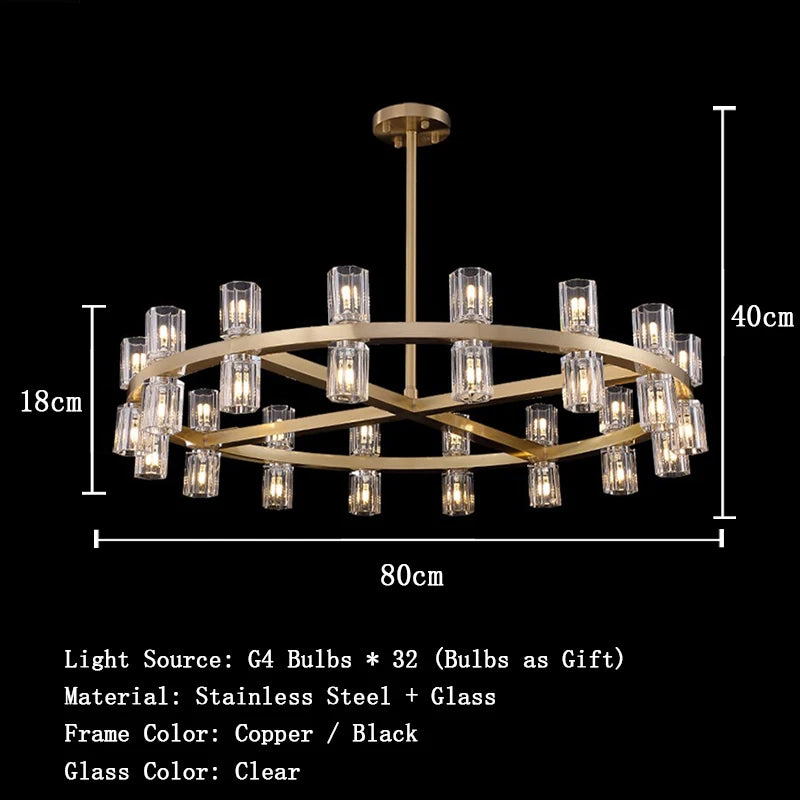 Postmodern LED pendant lamp in black stainless steel with glass shades, top and bottom light, luster for home decoration