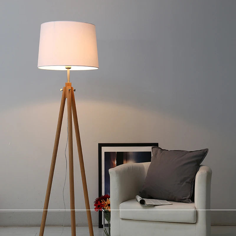 Wooden tripod Standing Lamp Living room Bedroom Study japanese floor lamp Nordic Design indoor house Rattan Stand floor lamp