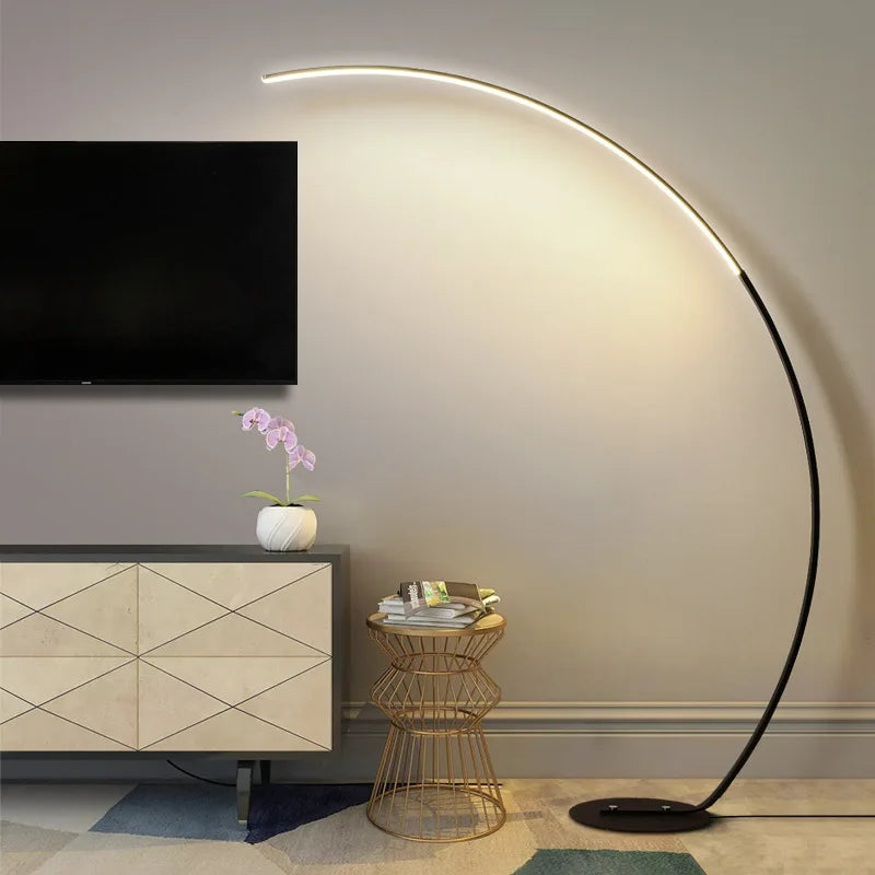 RGB floor lamp Indoor Arc Black White C APP Remote Lights Nordic arc floor lamp for Dining Living Room Decor bright stand lamp