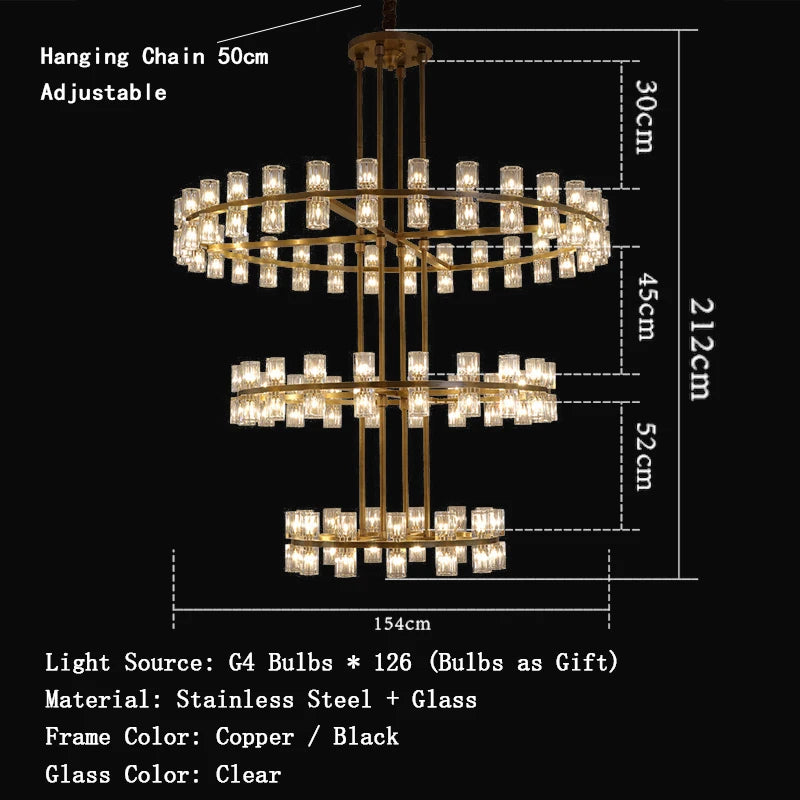 Postmodern LED pendant lamp in black stainless steel with glass shades, top and bottom light, luster for home decoration