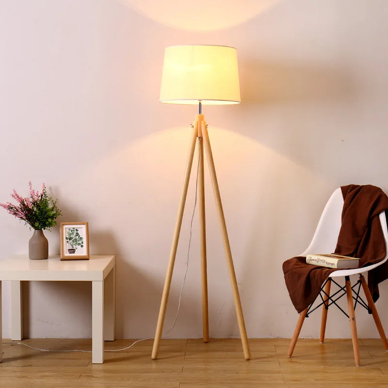 Wooden tripod Standing Lamp Living room Bedroom Study japanese floor lamp Nordic Design indoor house Rattan Stand floor lamp