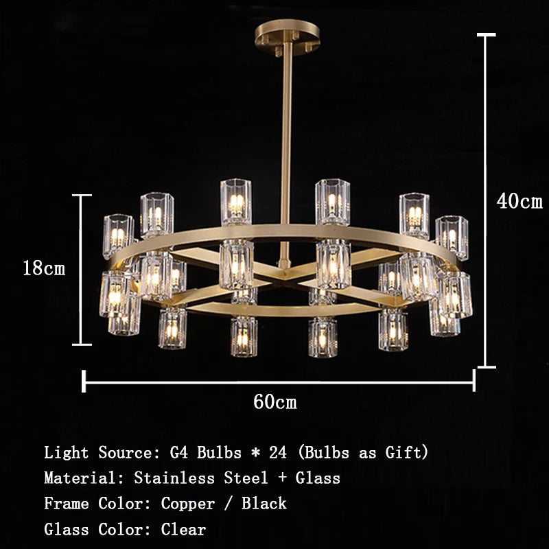 Postmodern LED pendant lamp in black stainless steel with glass shades, top and bottom light, luster for home decoration