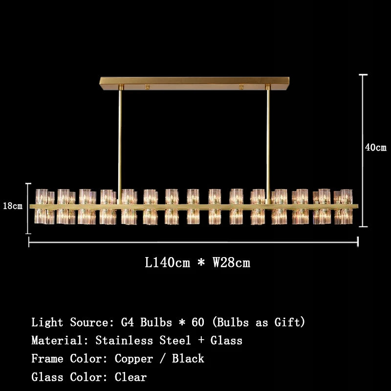 Postmodern LED pendant lamp in black stainless steel with glass shades, top and bottom light, luster for home decoration